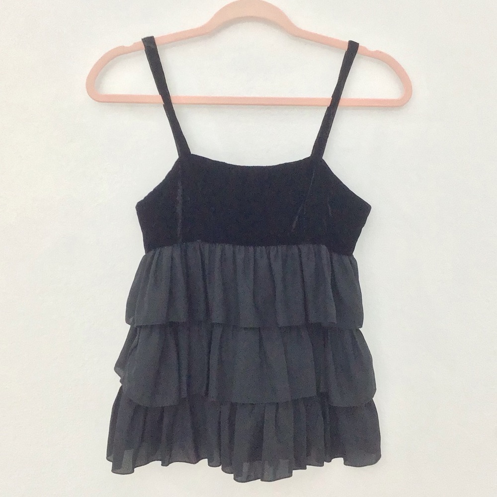 Vintage Suede & Tulle Tiered Camisole, size XS-S